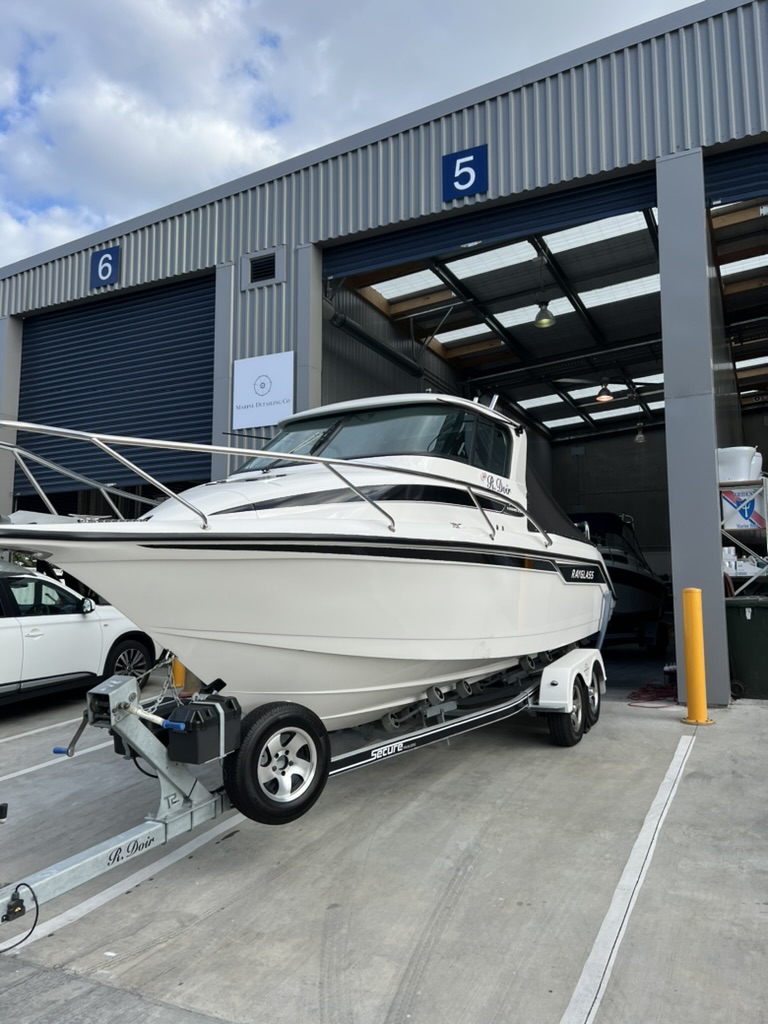 Bayliner detailed outside the Marine Detailing Co. workshop